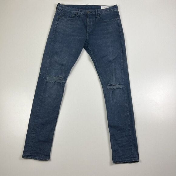 Rag & Bone Men's Fit 1 Extra Slim - Blue With Distressing , Size 33 - Picture 1 of 11